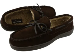 Clarks Men Warm Cozy Slip On Moccasin Winter Slippers Rudy