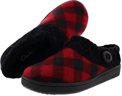 Clarks Women's Knitted Collar Clog Winter Slippers Angelina
